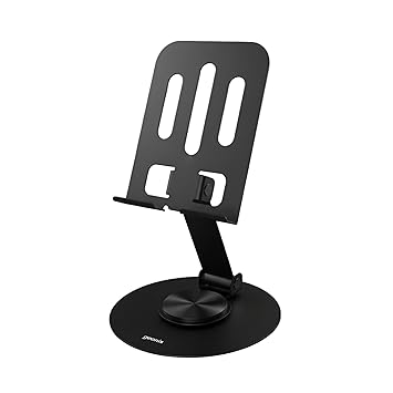 Geonix Trek M3 360° Rotatable & Foldable Mobile Phone Stand – Metallic, Adjustable Height & Angle, Universal Holder for Smartphones & Tablets (Black)