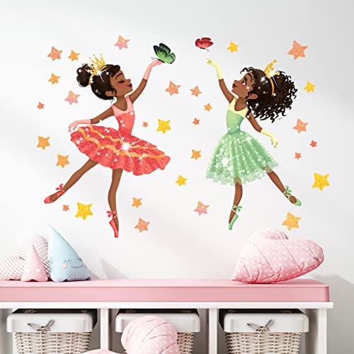 Vinilo decorativo negro con niñas y mariposas