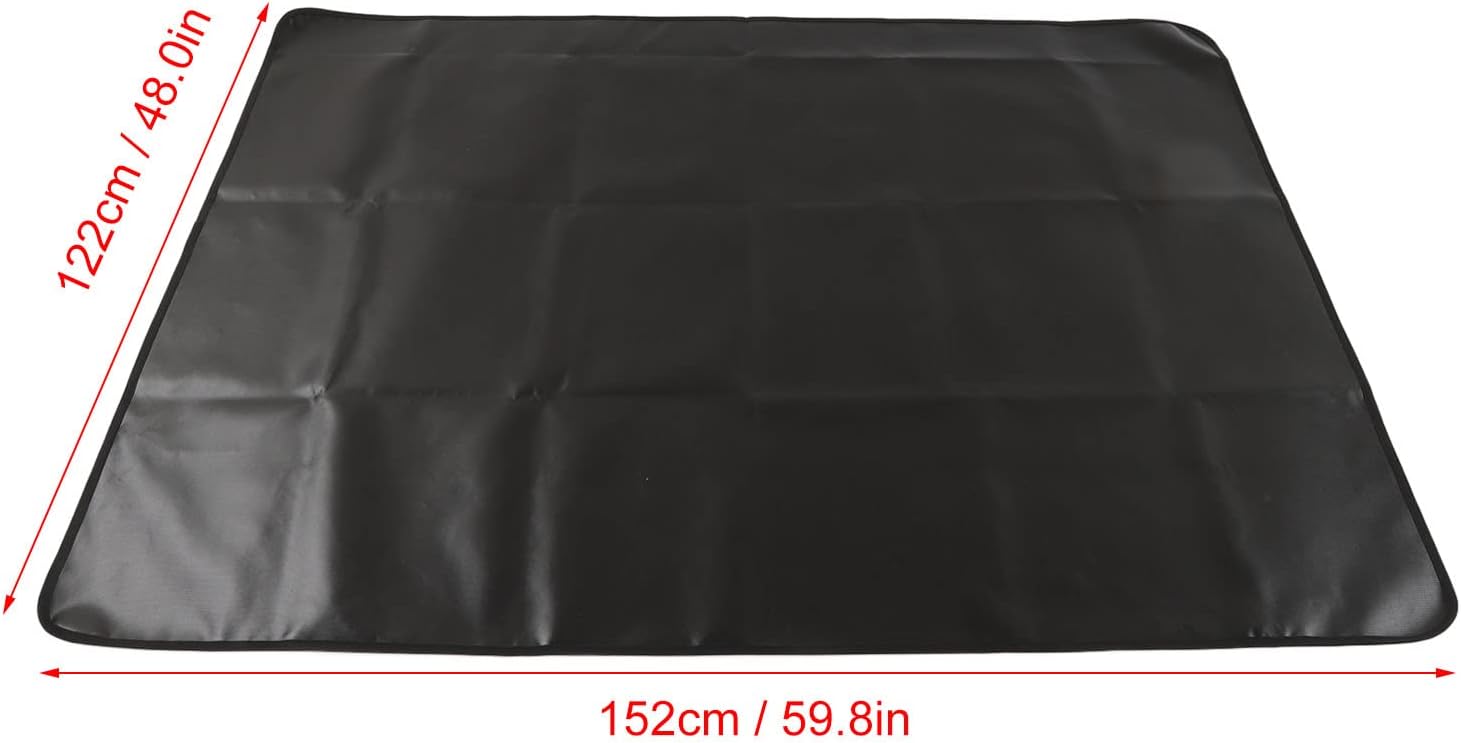 Under Grill Mat, Reusable Foldable Anti Slip Double Sided Silicone Fireproof Grill Pad, Deck Patio Protector Mat for Outdoor Camping Garden Yard Picnic (152x122CM Rectangle)