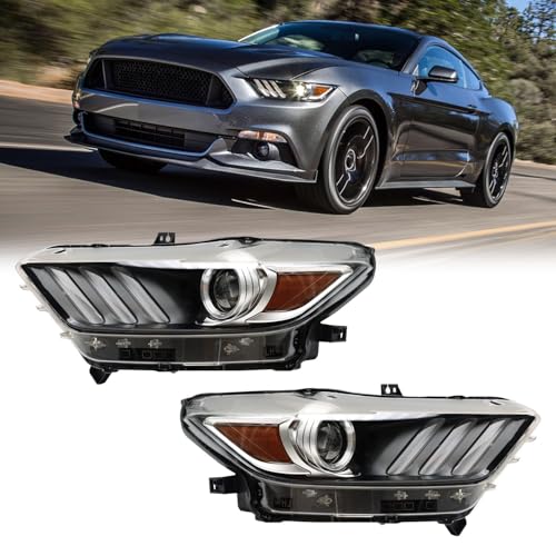 Projector Headlight Assembly W/LED DRL Fit For 2015-2017 Ford Mustang / 2018-2020 Ford Mustang Shelby OE Style Headlamp(Passenger Side and Driver Side)