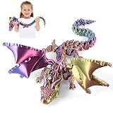 TranRantic Dragón Impreso en 3D, Deslumbrante Gradiente Articulado Wyrm Juguetes de 40cm, Articulaciones Flexibles Articulado Alado, para Decoración de Oficina en Casa (Color Deslumbrante)