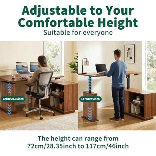 Image of L Shaped Electric Standing Desk, Corner Sit Stand Up Desk, Executive Desk