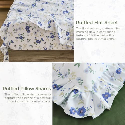Image of WONGS BEDDING 8PC King Comforter Set, Ruffle Comforter with Floral Sheets