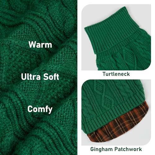 Image of KYEESE Dog Sweater for Medium Large Dogs Turtleneck Thick Knit Pullover | Stretchy Fit, Lightweight & Warm, Cozy Knit Comfort, Classic Plaid Design, Gentle on Sensitive Skin, Winter Daily Wear
