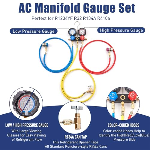 Image of BACOENG R32 R1234yf AC Vacuum Pump and Gauge Set, 4.0 CFM Sparkless HVAC Vacuum Pump Kit for AUTO /Mini Split System, for R32 R1234yf R134a R410a Refrigerants