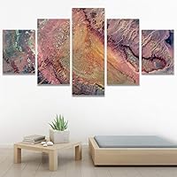 SIGNWIN 5 Panel Canvas Wall Art Abstract Aerial Contemporary Mixed Media Modern Art Multicolor Texture for Home Decorations Ready to Hang - 60