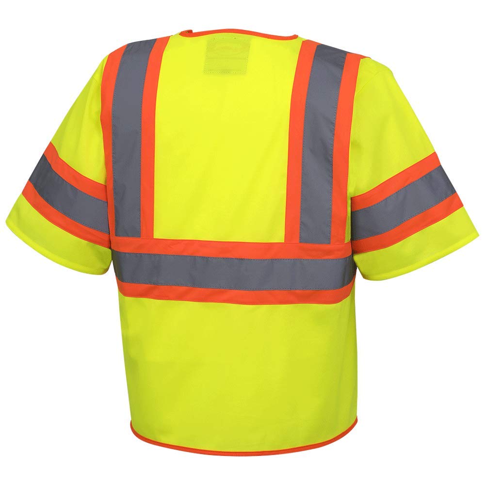 Pioneer High Visibility Tricot Sleeved Safety Vest, Hi Vis Reflective Tape, 4 Pockets, Yellow/Green, Unisex, XL, V1023560U-XL: Tools & Home Improvement
