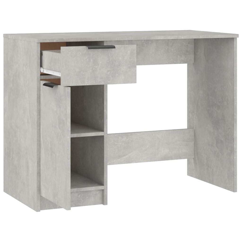 Scrivania 100x50x75 cm Legno Lavorato Grigio Cemento con Cassetto e
