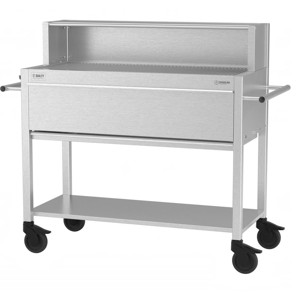 Schickling Profistar II - Gastro Holzkohlegrill - Edelstahlgrill XXL - Gastrogrill Holzkohle - 4 Lenkrollen - 8mm Edelstahlrosten - Made in Germany - 1,5mm Materialstärke