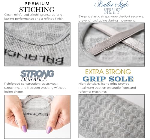 Image of Pilates Socks for Women, Non-Slip Grip Yoga Socks with Grips for Barre, Studio & Home Workouts