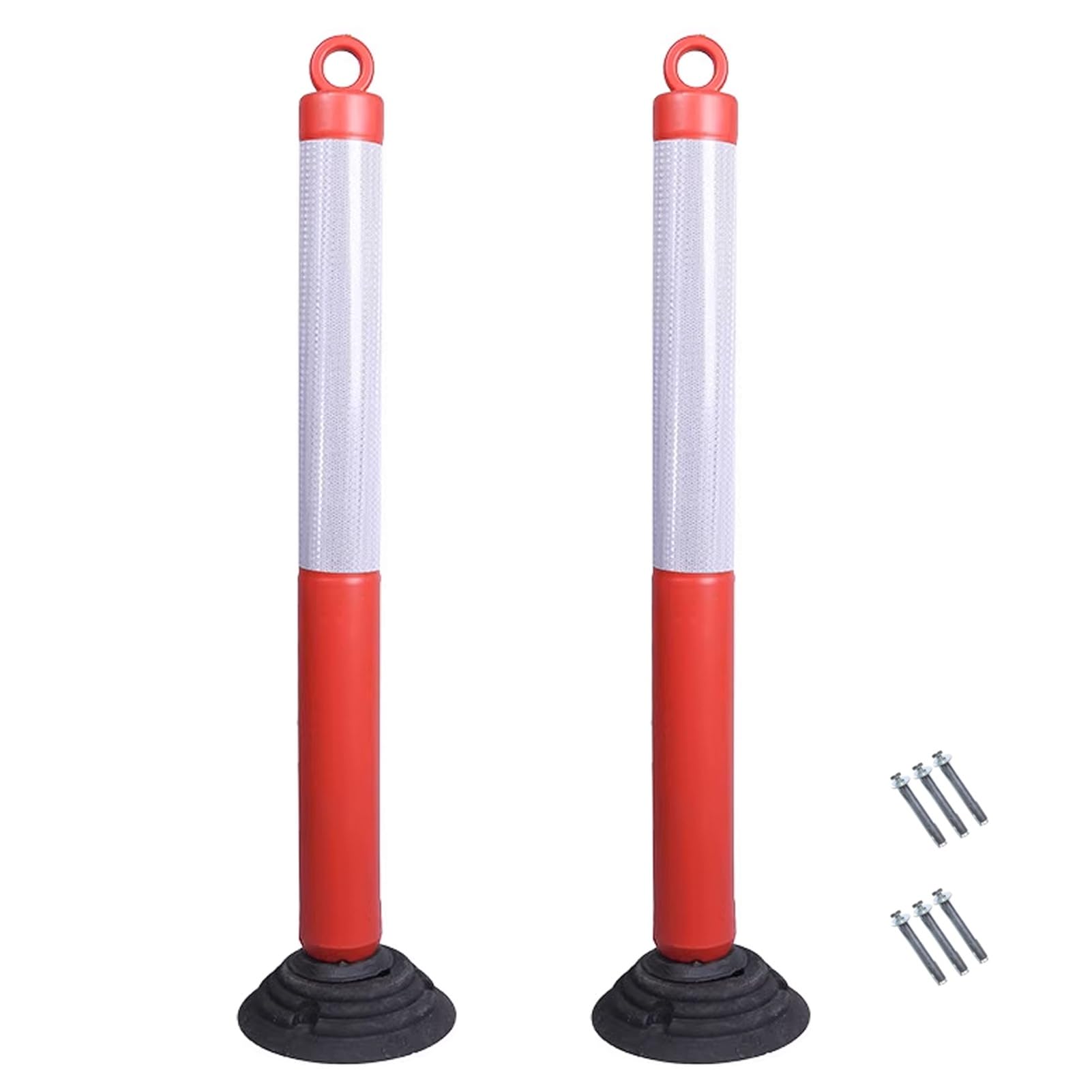 Poteaux de délimitation de sécurité en caoutchouc souple fixe blanc lot de 2
