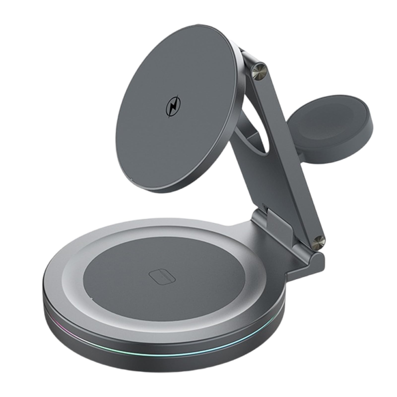 Support de charge pliable 3 en 1 rotatif à 360 degrés en métal pour téléphone, montre, écouteurs, plusieurs appareils