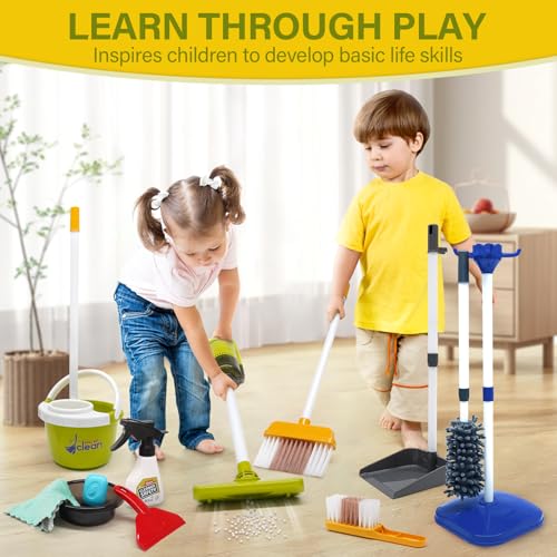 image for Dreamon Toddler Cleaning Set - 14Pcs Kids Cleaning Toy Set with 2-in-1