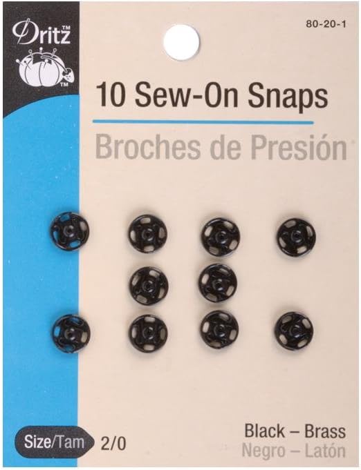 Dritz(R) Black Sew-On Snaps - Size 2/0 10/Pkg
