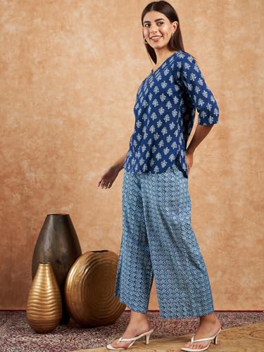 Image of Modeve Women Printed Cotton Night Suit Set with Pyjama /Pallazo Women Lower || Women Pyjama || Lounge Pants II Night Wear