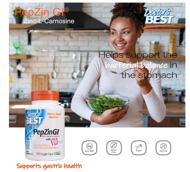 Dr. Best's Pep Zin GI, vegano, 120 cápsulas
