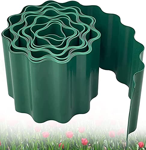 KAHEIGN Rasenkante 15cm x 9m Kunststoff Beeteinfassung, Kunststoff Garten Rasenkante Flexible Langlebige Beetumrandung für Rasenbegrenzung Raseneinfassung & Garten Abtrennung für Blumenbeet