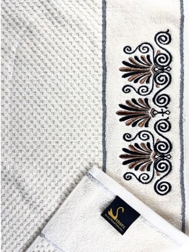 Image of SENSES By Riba Cotton Towel Set 550 GSM - Design 10, 2 Pcs| 1 Bath + 1 Hand Towels Combo | Super Soft, Absorbent, Lightweight, Antimicrobial, Low Linting
