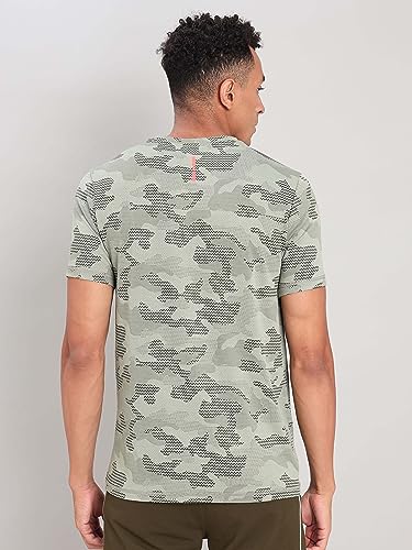 Image of TECHNOSPORT Men Polyester Regular Fit Half Sleeve Jacquard T-Shirt with Double Cool, Quick Dry & Anti Microbial for Sports, Running & Casual Use