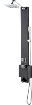 Blue Ocean 48 inch SPS824A Stainless Steel Shower Panel Tower with Rainfall Shower Head and Spout Black