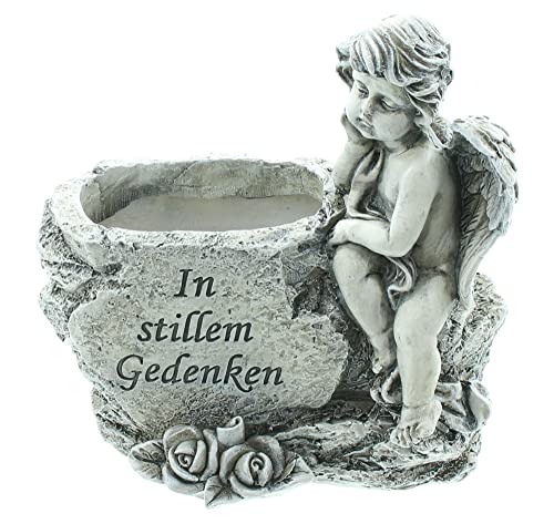 FRANK FLECHTWAREN Petit ange en polyrésine pour planter avec du film plastique Dimensions : 15 x 9 x 15 cm