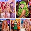 rookea Royal Blue Wig for Women Long Wavy Wigs Heart Sunglasses Pack, Colorful Curly Long Hair with Air Bangs Funny Party Supplies for Nightclubs Music Festival Drag Queen Theme Party Fashion Show #5
