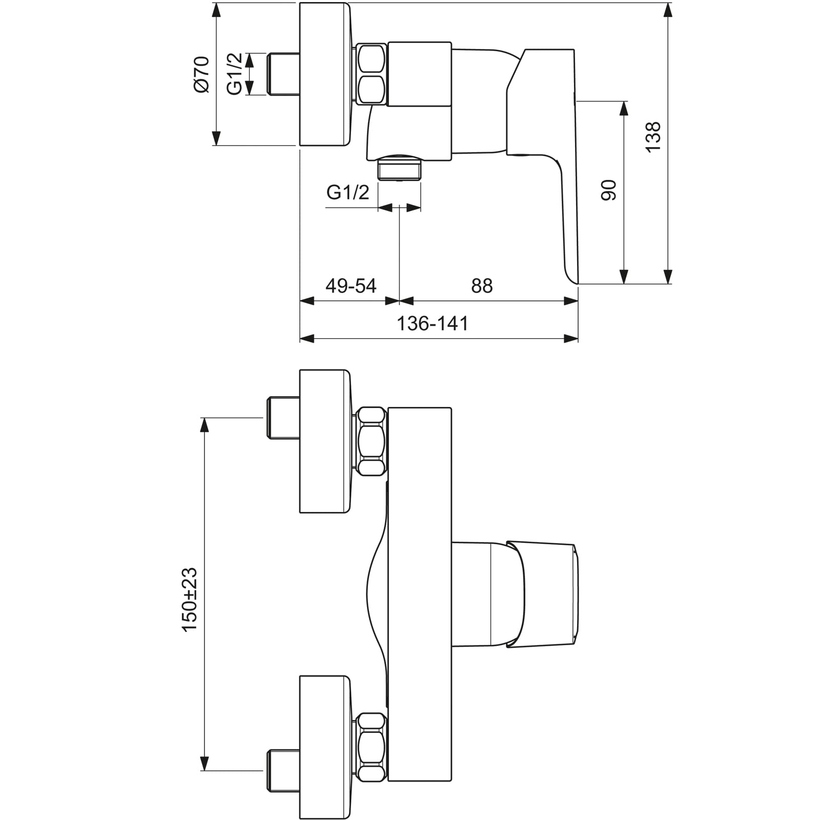 Ideal Standard B0716AA Ceraplan III Miscelatore monocomando esterno vasca/doccia no accessori, cromato