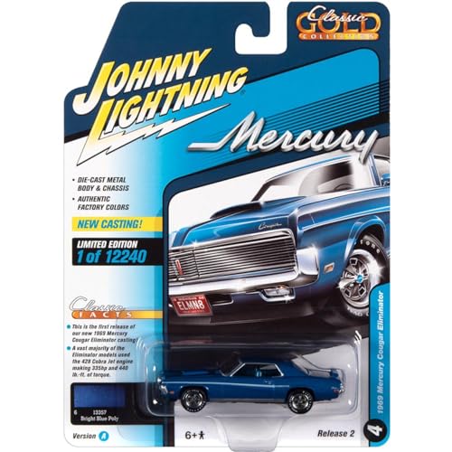 Johnny Lightning Mercury Cougar Eliminator 1969 1:64 Azul miniatura 3