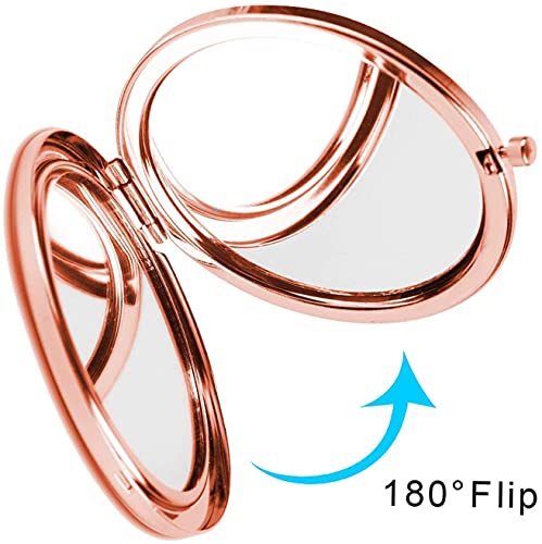 Pepyjan Magnifying Compact Cosmetic Mirror 2.75 Inch Round Pocket Makeup Mirror Folding Handheld Travel Makeup Mirror - Flower #TOP3