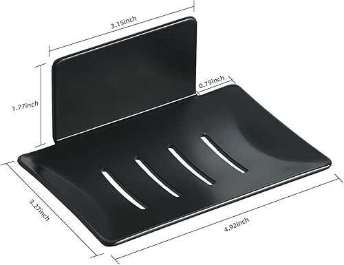 Miniatura 2 de Jabonera autoadhesiva para baño, soporte de jabón de aluminio sin perforaciones para ducha y cocina, color blanco, 1 paquete