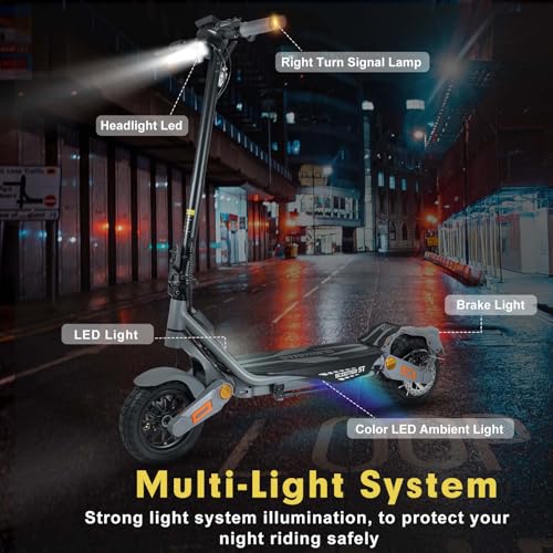Image of Electric Scooter for Adults, 5600W /1500W /1200W /800W Motor Fast Electric Scooter, 46 /40 /35 MPH Top Speed, 27Ah /20.8Ah /15.6Ah Battery, 10 /11 inch Off Road Tire Foldable E-Scooter for Commuter Outdoor campus