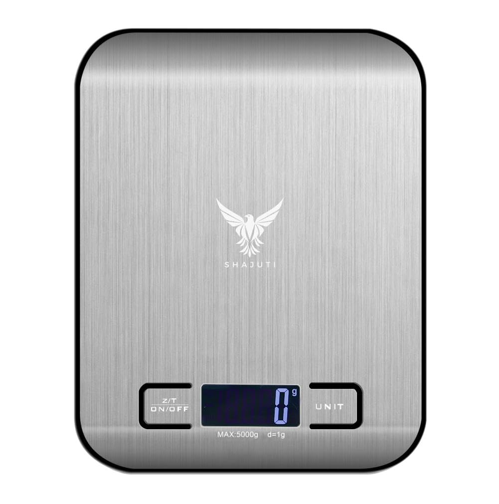 ShajutiDigital Food Scale, food scale, Kitchen Scale, kitchen scale, food weighing scale, food scale digital calorie counter, kitchen appliances, Batteries Included, Silver,ميزان