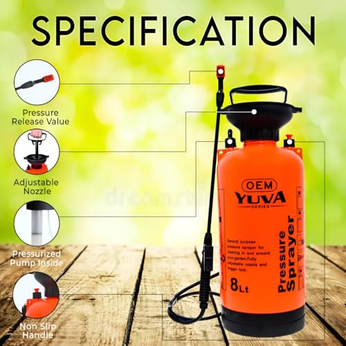 Image of OEM Manual Multipurpose Garden Sprayer 8L - Heavy-Duty Manual Pump for Pesticides, Herbicides, and Fertilizers | Robust Plastic Body | Ready to Use | Hand Held Model | Good Pressure