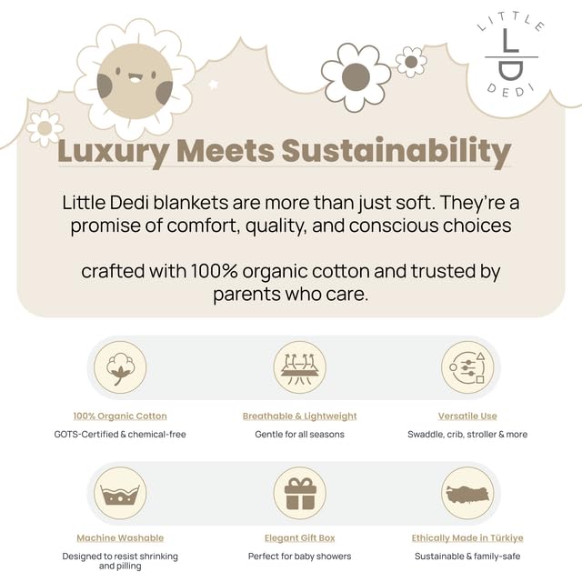 Image of 100% Organic Cotton Baby Knitted Blanket with Gift Box - Soft Toddler, Crib, Stroller Blanket - Neutral Swaddle and Receiving Blanket for Newborns, 30 inchx40 inch, Beige