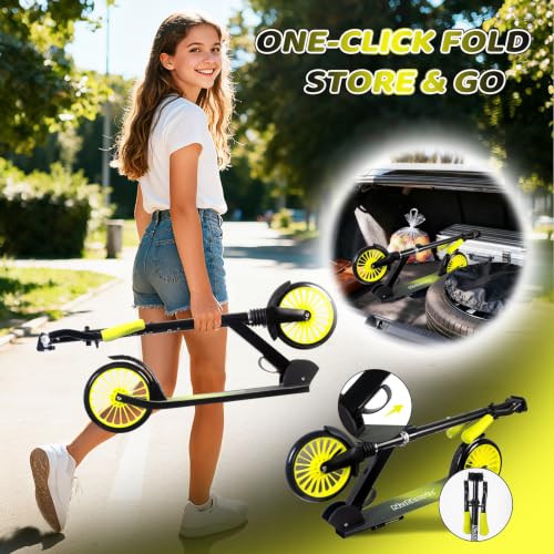 Image of Nattork Kick Scooter for Age 6+ Kids Teens Adults, Max Load 240 LBS, Adjustable Height Foldable with 8 inch Large Wheels, Anti-Shock Suspension