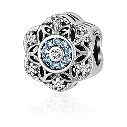 Romantic Snowflake Authentic 925 Sterling Silver Romantic Snowflake, Dazzling CZ Beads fit Charm Bracelet Bangle Jewellery Cover