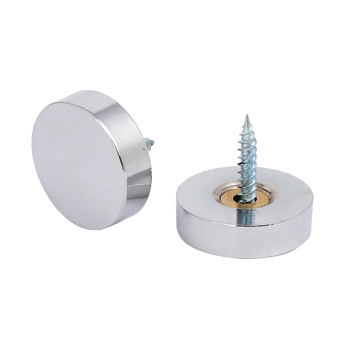 Aexit 24mm Diameter Quality Parts Cap Advertising Glass Mirror Screw Nail Silver Tone 2pcs Model:11as237qo20