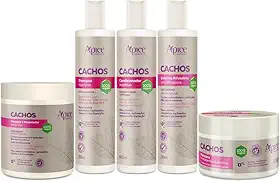 Apse Kit Completo 5 Itens Tratamento Cachos - Shampoo, Condicionador, Máscara, Ativador e Gelatina - Enrichecido com D Pantenol, Karité, Óleo de Coco e Aloe Vera - Para Cabelos Ondulados e Cacheados