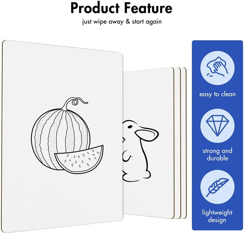 Miniatura 3 de Pizarra de borrado en seco para el aula, 9 x 12 pulgadas, de doble cara, pizarra de borrado en seco para estudiantes para la escuela y el
