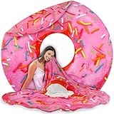 Zulay (60 Inch) Giant Glazed Donut Blanket - Novelty Big Blanket Adult and Kids - Premium Soft Flannel Round Pink Glazed Donut Blanket for Indoors, Outdoors, Travel, Home and More