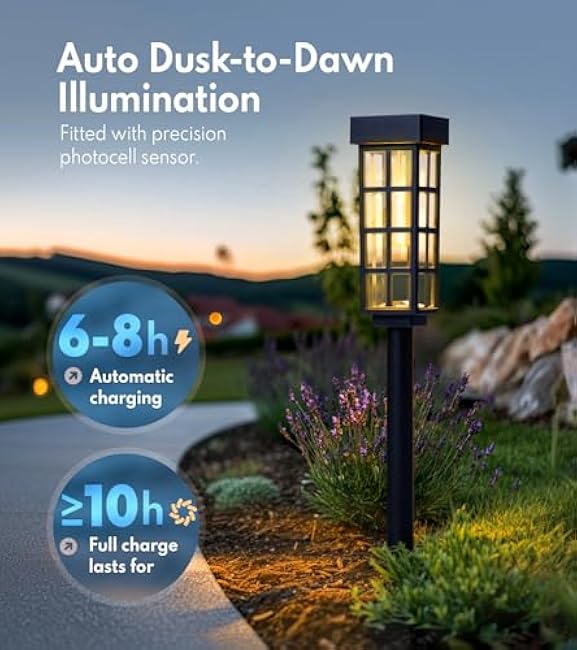 PASAMIC 24 Solar Pathway Lights Bright Garden Light Garden Landscape Lighting