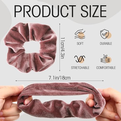 Image of Tatuo 24 Pieces Hair Scrunchies for Girls,Vintage Colors,Velvet