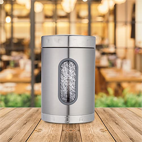 Image of DUBBLIN Stainless Steel Storage jar container Fresher screw lid transparent visible window food safe steel Storage container 2000 ml, 1 Piece, Silver
