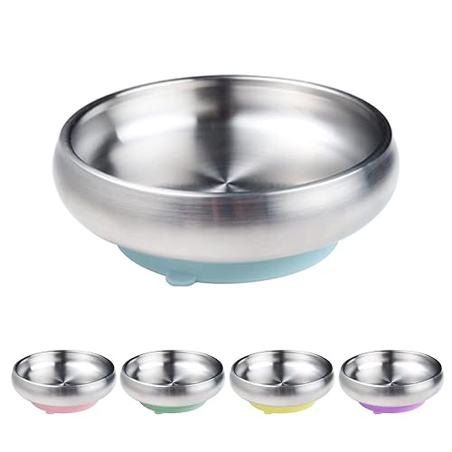 x Little.b Cuenco para cereales de acero inoxidable 1810 de doble pared con base de succión  20 onzas  20.3 fl oz (morado) disponible en Yaxa Mexico