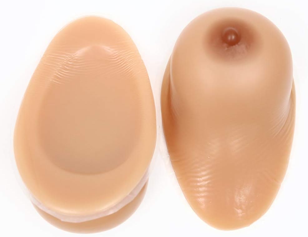 1 Pair Crossdresser Transgender Self-Adhesive Silicone Breast Forms Fake Boobs Waterdrop Shaped Bra Inserts,2,600g/CupB/7.1 * 4.5 * 2.1in