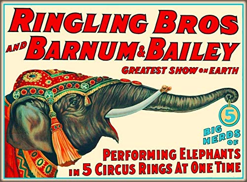 TYmall Metal Sign Wall Plaque Ringling Brothers Barnum Bailey Circus Elephant Vintage Travel Art Art Decor House Home Tin Signs 8X12 Inch