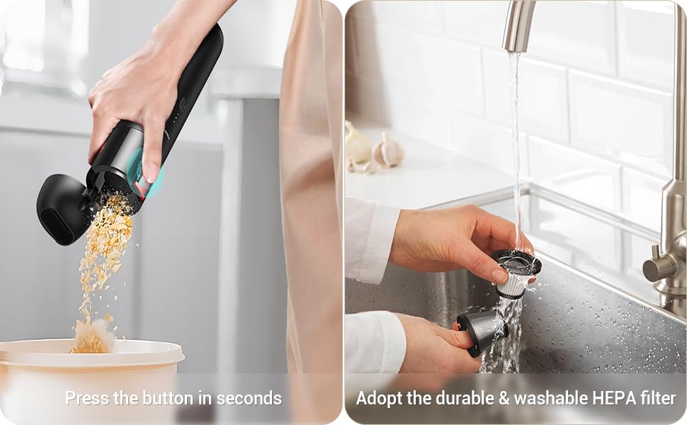 Image of DEVIANT 2in1 Wireless Portable Handheld Vacuum Cleaner with Dual Suction Modes,6000Pa Suction Power, 7800mAh Battery, and LED Torch for Car, Home & Travelling