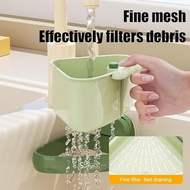 Intellectp Suction Cup Sink Corner Rack, Food Waste Catcher for Sink, Corner Sinks Storage Rack Suction Cup, Automatic Dumping Sinks Strainer Basket (2Pcs Mix)