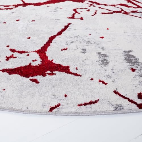 Safavieh Contemporary Rug for Living Room Dining Room, Bedroom - Amelia Collection, Short Pile, in Grey and Red, 61 X 213 cm - Image 4
