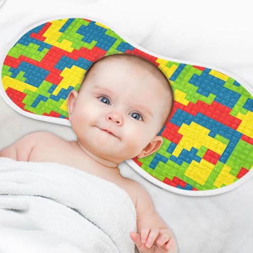 Building Blocks Baby Burp Cloths for Boys and Girls, Soft Muslin Spit Up Towels, 22"x11" Newborn Essentials for Feeding and Drooling, 1 Pack 6